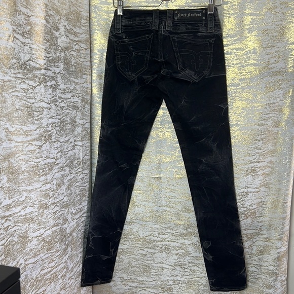 ROCK Revival Rare Black Bat Skinny Jeans Size 25 - Picture 7 of 16